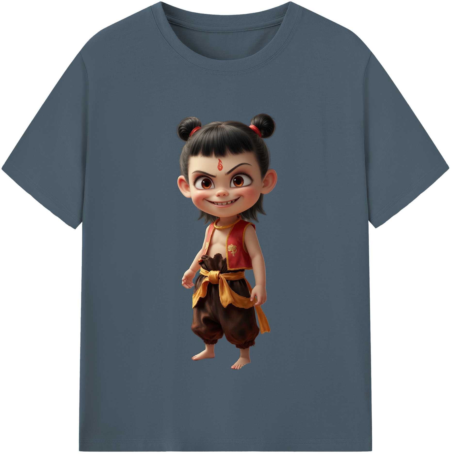 （画像用） Ne Zha 2 ナタ 魔童の大暴れ 綿100％半袖Tシャツ（フロントプリント）